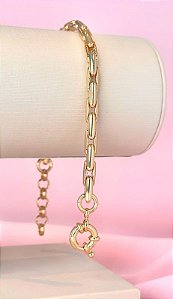 BRACELETE LUXO ELO TUBULAR FECHO BOIA LUXO 18+4CM