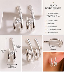 BRINCO MEIA ARGOLA OVAL DOIS FRIZOS E PONTO LUZ ZI