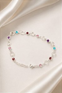 PULSEIRA ELO CIRCULO DIAMANTADO COM ZIRC COLOR ENT