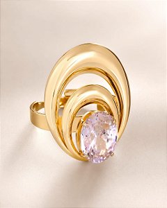 ANEL LUXO OVAL ARO DUPLO E ZIRCÔNIA