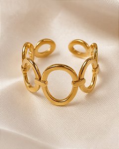 ANEL OVAIS AÇO DOURADO