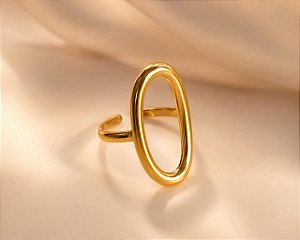 ANEL OVAL MINIMALISTA AÇO DOURADO