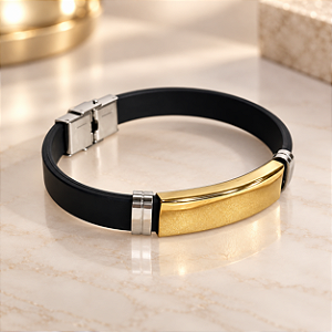 BRACELETE MASC EMBORRACHADO COM CHAPA GRAVAÇÃO
