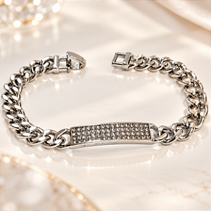 BRACELETE COM CHAPA CRAV ZIRCONIA 20CM