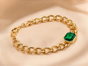 BRACELETE FEMININO CARTIER COM PEDRA CRISTAL VERDE