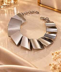 BRACELETE MALHA CHAPAS QUADRADAS