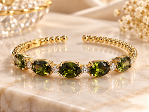 BRACELETE ZIRC RETANG VERDE CITRICO E PONTO D LUZ