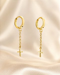 BRINCO ARGOLA COM CORDÃO E CRUZ