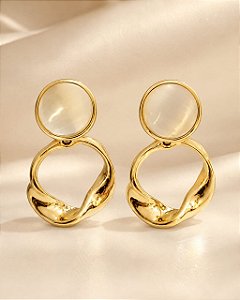 BRINCO LUXO GOTA ZIRCÔNIA E BORDES CRAV EM ZIRC