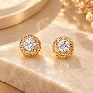 BRINCO LUXO PONTO DE LUZ E BORDES EM ZIRCONIA