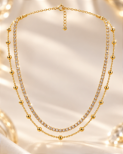 CHOKER DUPLO GARG RIVIERA DE ZIRXONIAS 3X3mm E GAR