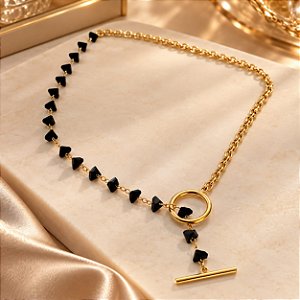 CHOKER GARGANTILHA 40CM MISTA, ELO PORTUGUES E PED
