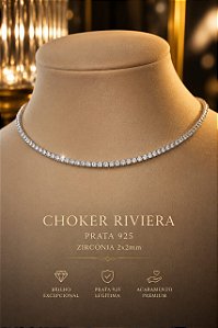 CHOKER RIVIERA ZIRCONIA 3X2mm 30+10CM
