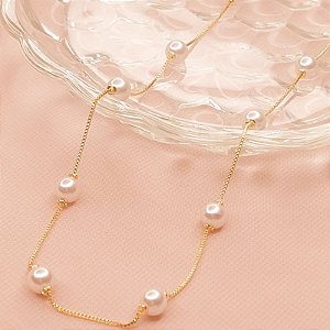 COLAR VENEZIANA E SEQUENCIA  12 PEROLAS 40+5CM
