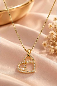 Conjunto - CONJ 2 PÇ GARG VENEZ 38CM+ PINGENTE CORAÇÃO CRAV ZIRC