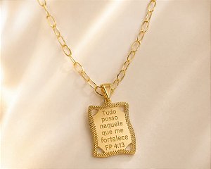 CONJ 2PÇ CHOKER CARTIER + PING FRASE RELIGIOSA