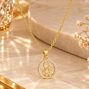 Conjunto - CONJ 2PÇ GARG CADEADO 45 + PING MENINO CURCULO CRAVEJADO