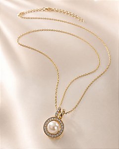 Conjunto - CONJ 2PÇ GARG CADEADINHO 45CM + PING ARCO CRAV COM PÉROLA