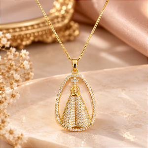 Conjunto - CONJ 2PÇ GARG VENEZ 60CM + PING N SRA APARECIDA CRAVEJ ZIRC