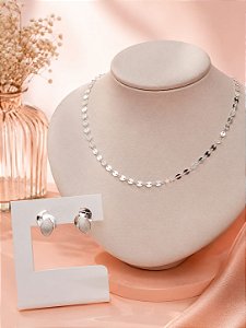 CONJUNTO 2 PÇ CHOKER E BRINCO 3 FOLHAS
