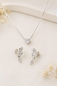 CONJ PRATA 3 PC CORDAO VENEZ PING ZIRC CORACAO R B