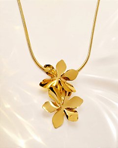 Conjunto - CORDÃO PANDORA 50CM + PINGENTE FLORES