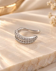 FAKE PIERCING EM ZIRCONIA PRATA