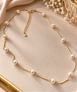 GARG CHOKER VENEZIANA COM PEROLAS 40+5CM ESTILO ME
