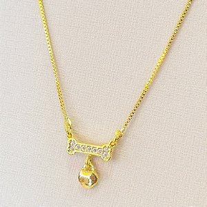 GARG VENEZ COM PINGENTE FIXO OSSINHO CRAV ZIRC E C