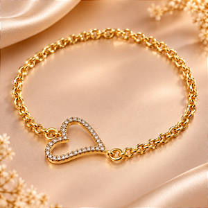 Pulseira - PULS ELOS CORAÇÃO VAZ CRAVEJ 16+4CM
