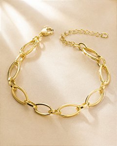 PULSEIRA BRACELETE ELO OVALADO18+6XCM EXTENSOR FEC