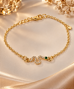 PULSEIRA COBRA, DELICADA COM PEDRAS ZIRCONIAS E CR
