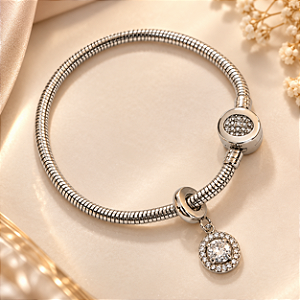 PULSEIRA COM BERLOQUE E PING PONTO DE LUZ ZIRCONIA