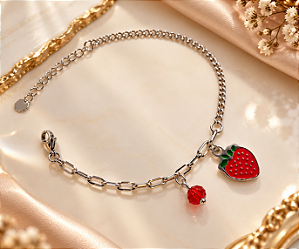 PULSEIRA FEMININA MORANGUINHO AÇO