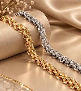 PULSEIRA BRACELETE ELOS DIAMANTADOS