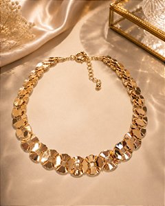 CHOKER LUXO ESCAMAS, FECHO BÓIA ESPECIAL 40+5CM