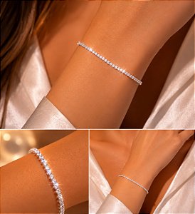 PULSEIRA RIVIERA PRATA ZIRCONIA 2X2 C EXTENS