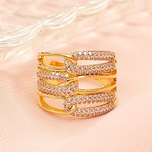 ANEL ELOS  3 LAÇOS EM ZIRCONIAS E RODIO