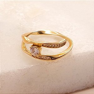 ANEL ONDAS cravejado C/PONTO LUZ E ZIRC