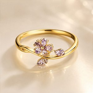 ANEL RAMO DE FLORES EM ZIRCONIAS