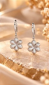 ARGOLA CLICKER C/PEND FLOR TEXTURIZADA
