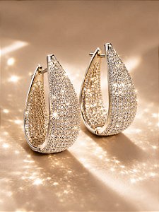 ARGOLA GOTA LUXO ABSOLUTE CRAVEJADA PRATA 925