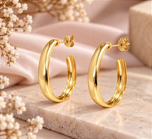 BRINCO ARGOLA LARGA CONCAVA FORMA GOTA