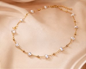 CHOCKER PÉROLAS CORAÇÃO E BOLINHAS
