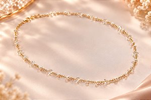 CHOCKER PÉROLAS E CRISTAIS  INTERCALADAS