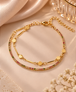 PULSEIRA MISTO ELO CIGANINHA E RIVIERINHA COLOR