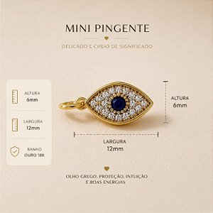 PINGENTE OLHO GREGO MINIMO CRAVEJADO C/ONIX CENTRA