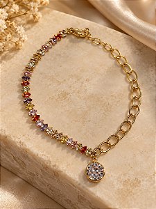 PULSEIRA ELOS CIRCULOS + RIVIERA COLORIDA C BERLOQ