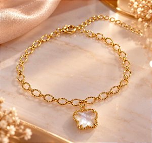 PULSEIRA ELOS DIAMANTADOS E PING BORBOLETA CRISTAL
