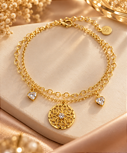 PULSEIRA MISTA DUPLA COM PING MANDALA E PONTO LUZ